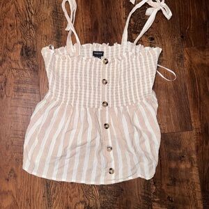 Primark Cream and Tan Striped Blouse